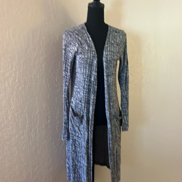 Timing Sweaters - Timing Long Open-Front Gray‎ Marled Cardigan